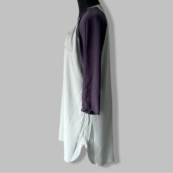 Aritzia Wilfred Purple Sage Green Contrasting  Colour Chiffon Shirt Dress - Picture 2 of 12